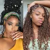 Ombre Brown Headband Synthetic Braided Wigs For Black Women 24 Inch Natural Glueless Hair Wig Faux Locs Crochet Curly Hairfactory direct