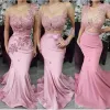 South African Mermaid Bridesmaid Dresses 2022 Three Types Sweep Train Long Country Garden Wedding Guest Gowns Maid Of Honor Dress Arabic PRO232