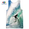 Sonspee 3D Print Surf Board Summer Beach Men's Sport Sea Tank Tops Casual Fitness Bodybuilding Gym Spuscle Mouwloos Vest Shirt 220627