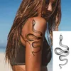 NXY Temporary Tattoo Fashion Stickers for Women Men Black Snake Waterproof Fake Waist Body Arm Dark Tatoo Big Size 0330