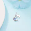 2022 Printemps Argent Perles Bleu Papillon Citation Double Balancent Charme Fit Pandora Charms Bracelets DIY Jewlery Faire Lâche Perle Bijoux bracelet en gros 790757C01