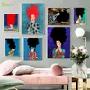 Paintings Fashion Colorful Hair Girl Wall Art Canvas Painting Retro Woman Nordic Poster Cuadros Pictures For Living Room Unframed