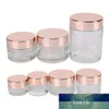 6 Pieces/lot 5g 10g 15g 20g 30g Tranparents Glass Cream Bottle Eyeshadow Makeup Face Cosmetic Container with Golden Lid