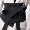 Kemerler Siyah Kumaş Geniş Korse Ofis Bayanlar Zarif Takım Elbise Bel Kuşağı Kendi Kendine Twe Bow Bel Bant Kümesle Caestus Coat 2022Belts