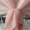 12pçs capuz de malha de lycra rosa blush e faixa de tampa de cadeira com babados de chiffon para decoração de festa de casamento