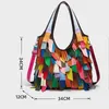 Abendtaschen Echtes Leder Einkaufstasche Frauen Eimer Luxus Echtes Schaffell Rommy Shopper Bunte Patchwork Handtasche und Geldbörse 2022 Abend