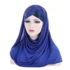 2022 neue Stirn Kreuz Haar Wrap Schal Einfarbig Jersey Hijabs Muslimischen Stirnband Frauen Turban Haar Kappe Kopftuch