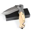 Top Quality Flipper Folding Knife 440C Blade Wood Handle Outdoor Camping Pocket Knives