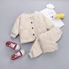 Vinterbarn Håll varma kläder Autumn Kids Boys Girls Thicken Cotton Jacket byxor 2st