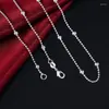 Kedjor koreanska mode 925 st￤mplade silver charms runda p￤rlkedjhalsband f￶r kvinnor 16-24 tum parti br￶llop smycken tillbeh￶r g￥va.