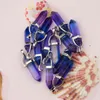 Цвета стеклянные шестигранные призмы призраки подвески Crystal Crystal Cleans Chakras Gem Coney Fit Серьги ожерелье изготовление ассорти
