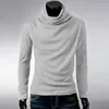 T-shirts pour hommes T-shirts pour hommes Chemise de base pour hommes Couleur unie Col empilé Pulls Élastique Doux Col roulé Mince Manches longues Hiver Pour