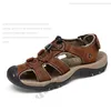 Large size sandals men 2022 summer new breathable toe sandal outdoor leisure Casual beach shoes Head layer cowhide PS Mocha low 001