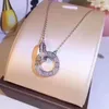 Double Ring Pendant Necklace Love Designer Halsband Full Diamonds Jewelry for Women Men Titanium Steel Clavicle Chain Lovers Gift303V