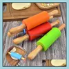 Rolling Pins Geb￤ckbretter Backware K￼che Essbar Hausgarten Sile Pin f￼r Pizza -Keks Back Nicht -Stick -Oberfl￤che Holzgriff 4 Col