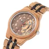 Montres-bracelets Mode Naturel En Bois Quartz Montre Mâle Bois D'olivier Ébène Cinq Perles Demi Creux Cadeaux Pour Homme Avec BoîteMontres-bracelets