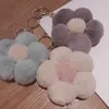 Keychains Creative Cute Fluffy Flower Key Chains Faux Fur Pompom Keychain Trendy Women Girl Candy Color Bag Car Charms Pendant Keyring Enek2