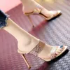 Été Femmes Sexy Talons Hauts Noir Bout Ouvert Avec Strass Sandales Chaussures De Fête Ytmtloy Intérieur Maison Pantoufles Zapato Mujer 2022 220610