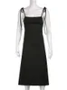 Darlingaga Fashion Strappy Increspato Sexy Black Dress Irregolare Elegante Backless Long Dress Party Abiti estivi Abbigliamento donna 220615