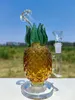THICK 7.8" CUTE Multi Color Original Yellow And Green Leaf Pineapple BONG Heavy Glass Water Pipe HOOKAH Green Pipe 14mm Joint Bowl