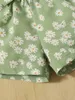 Baby Daisy Print Paperbag Waist Tie Front Shorts SHE