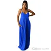 Plus Size Women Maxi Dresses Casual Loose Dress 2022 Designer Sling Sexy One Piece Skirt With Pocket Summer Ladies Clothing