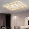 軽い豪華なLEDリビングルーム天井ランプモダンクリスタル屋内シャンデリア長方形の丸い寝室アパート装飾ランプ