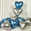 100Pcs 12inch Heart Shaped Metallic Latex Balloons Wedding Party Decoration Gold Silver