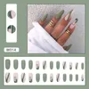 False Nails 24pcs Matte Green Patch with Glue Removable Long Paragraph Fashion Manicure Press on Nail Tips 0616