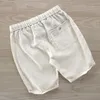 Italien Pure Linen Shorts Män avslappnad elastisk midja Fashion Shorts för män Kort 3038 Storlek Masculino Bermuda Masculi 220629