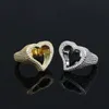 Ny anlände Punk Style Heart Ring med Full Cz Stone Paved Hip Hop Ringar för män Pojke Kvinnor Smycken Partihandel