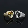 Big Heart Ring Full Micro Paved Iced Out Bling Cubic Zirconia HipHop Lover Rings Luxury Punk Jewelry for Men and Women