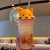 Star Cup Fox Glass Straw Water Bottles Winter Explosion-Proof Insulation Glass Kettle Christmas Gift