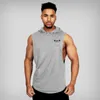 Gymkläder Bodybuilding Hoodie ärmlös t -shirt fitness tank topp män muskel väst söt ficka skivstång bomullssport tanktop 220621