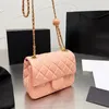 France Womens Classic Mini Flap Square Crossbody Bags äkta Leather Crush Gold Ball Justerbar axelband Vanity Cosmetic Luxury Designer Bag