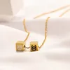 Never Fading 14K Gold Plated Luxury Brand Designer Pendants Necklaces Stainless Steel Square Double Letter Choker Pendant Necklace Chain Jewelry Accessories