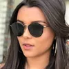نظارات شمسية 2022 مرآة نظارات الشمس الفاخرة جولة النساء العلامة التجارية مصمم cateye الرجعية بدون شفة الشمس