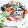 Charms Jewelry Findings Components Natural Gem Stone Pendants Opal Crystal Rose Quartz Hexagonal Pendum Reiki Pilla Dhom0