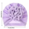 Chapéu de bebê de cor sólida Big Flower Flor Baby Girl Turban Head embrulha Kids Bonnet Beanie Recém -nascido Photography adereços