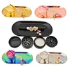 new launched smoking set metal herb grinder rainbow rolling tray bling blunt holder 5980 Q2