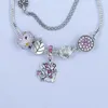 2022 New Charm Bracelet Hollow Pink Crystal Tree of Life Pendant Safety Chain European Charm Beads Bangle Fits Pandora Charm Bracelets & Necklace