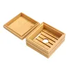Natürliche Bambus Seifenschale Box Bambus Seifen Tablett Halter Lagerung Seife Rack Platte Boxen Container für Bad Dusche Badezimmer