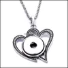 Pendant Necklaces Pendants Jewelry Vintage Heart Leaf Owl Charms Snap Button Necklace 18Mm Ginger Snaps Buttons Dhz1T