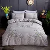 Bettwäsche -Sets Europäische graue Bettwäsche 100% Baumwollgestickte Quilt -Deckung Einzelbett -Twill 1,5m1,8 mbedding