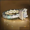 女性のための実質925のスターリングシアーの宝石環のための女性の贅沢な正方形3カラットダイヤモンドの婚約の結婚指輪ファイントパーズジュエリードロップ配達