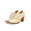 Dress Shoes 2022 Autumn Girls Block Hoge Heels Oxfords Dames rond teen veterpompen dames brogue plus grootteress