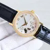 Montre mécanique pour femme, 35mm, 8215, mouvement, verre saphir, miroir, bracelet en cuir, sport, étanche, papillon littéral, fond de coquille, montres de luxe de styliste