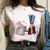 Coffee Girl Casual Womens Tshirt Black Womens Top Round Neck Womens Harajuku Fashion Short Sleeve 220526