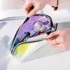 ホログラフィックメイクアップバッグ透明な旅行トイレタリーケース防水化粧品バッグファッションレーザーメイクポーチ