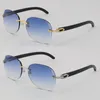 새로운 무테 3524012 정품 블랙 버팔로 경적 선글라스 남여 한정판 양질 안경 인기있는 패션 남성 선글라스 18K 골드 프레임 3.0 두께
